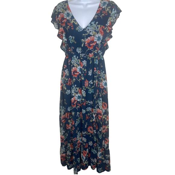Alter'd State Maxi Dress S Navy Blue Floral Boho Cottagecore Modest Occasion - Picture 1 of 14